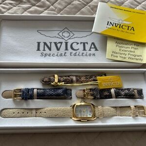 Invicta Gold-Tone Watch with Textured Straps